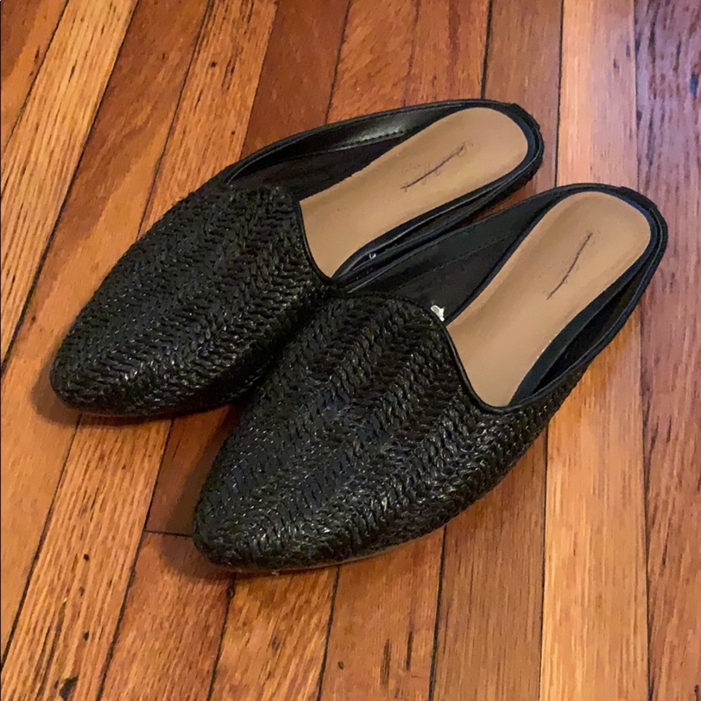 Black Woven Mules